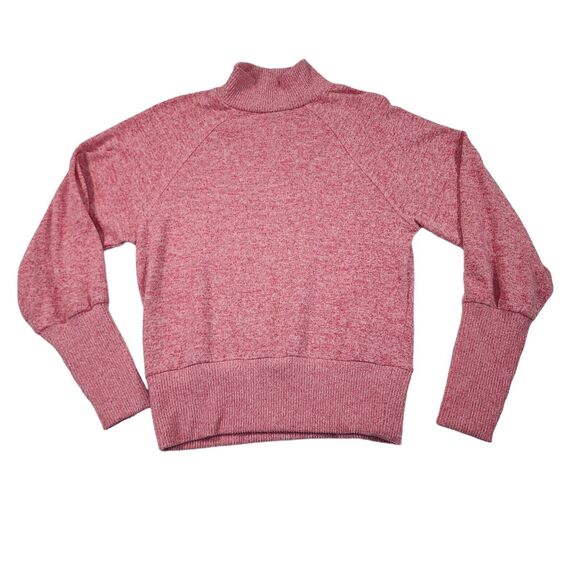 Anthropologie Maeve Laney Size XS Mock Turtleneck Sweater Pink Bishop Sleeve - Picture 1 of 6